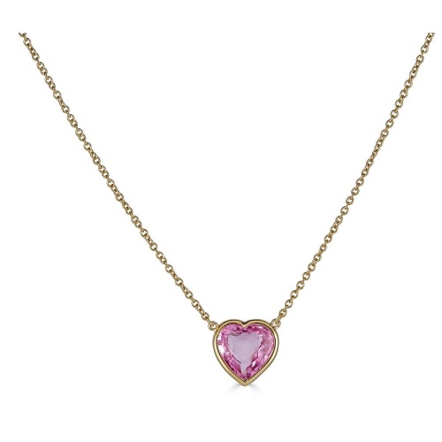 Pink Tourmaline Heart Necklace - 14K Yellow Gold