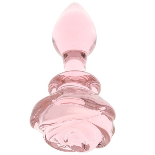 Booty Sparks Pink Rose Glass Anal Plug in Small | Small