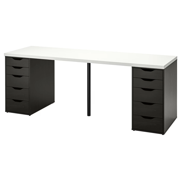 LAGKAPTEN / ALEX Desk - white/black-brown 78 3/4x23 5/8 "