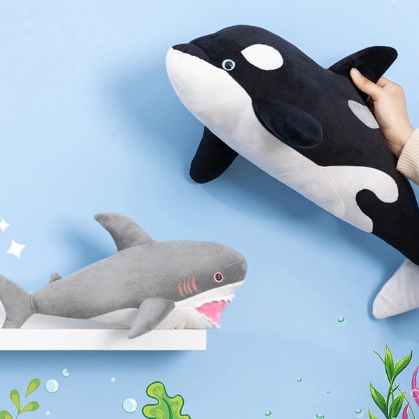 Orca Plush Stuffed Animal Shark Killer Whale Plushie - L / Black
