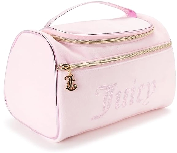 Juicy Couture Women's Cosmetics Bag - Hanging Travel Makeup and Toiletries Small Duffel Bag, Pink