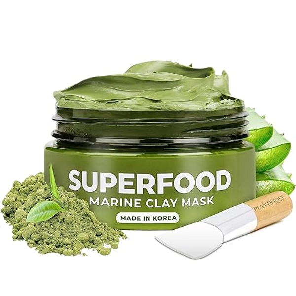 Plantifique Koreanische Gesichtsmaske mit Avocado & Superfoods 100g - Tonerde Maske Gesicht Anti Pickel Poren Mitesserentferner Maske - Gesichtsmasken Frauen & Männer - Korean Clay Face Mask