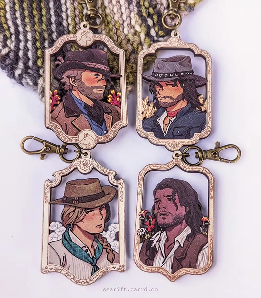 Arthur Morgan Portrait Wood Charm