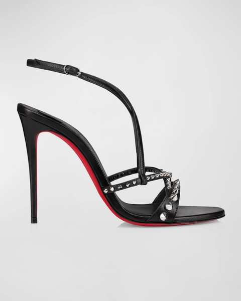 Tatooshka Spikes Red Sole Ankle-Strap Sandals