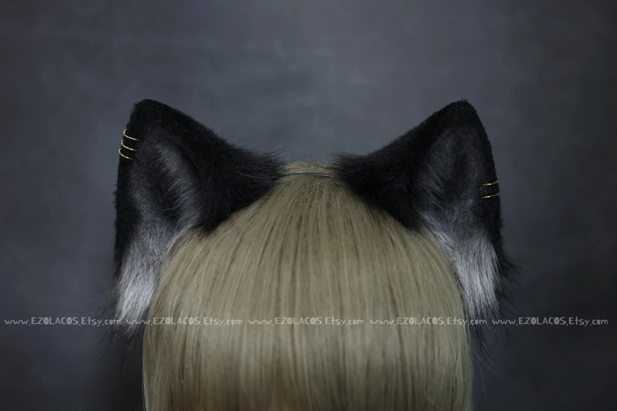Handmade Realistic Cat Ears and Tail Set Cosplay,Faux fur Cat Ears Headband,Furry Kitten Ears and Tail,Halloween Cosplay Animal Ear and Tail