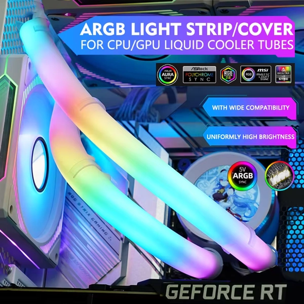 JUMPEAK Flexible 5V ARGB LED Neon Tube Light Strip Sleeve Cover for Gaming PC 120 240 360 AIO CPU Water Liquid Cooler Modding - AliExpress 7