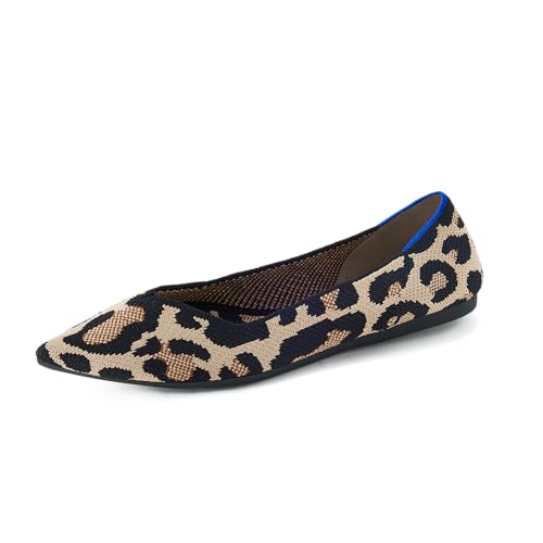 Rothy's The Point Women's Slip-On Shoes, Pointed-Toe Flats, Made from Recycled Plastic Bottles & Machine Washable - 8 - Desert Cat
