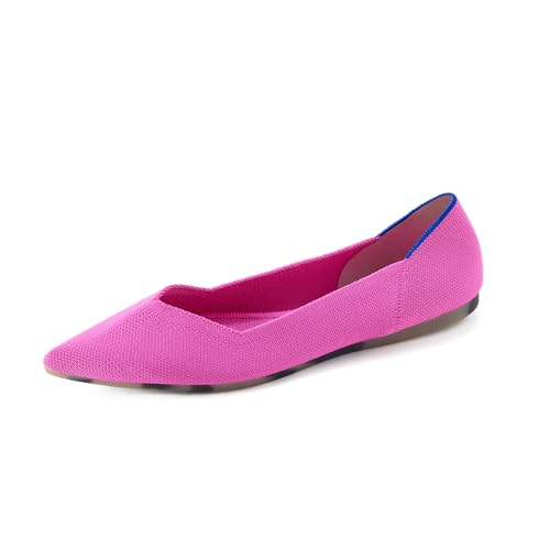 Rothy's The Point Women's Slip-On Shoes, Pointed-Toe Flats, Made from Recycled Plastic Bottles & Machine Washable - 8 - Dragon Fruit