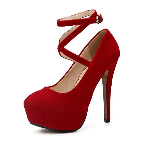 fereshte Women's Ankle Strap Platform High Heels Party Dress Pumps Shoes