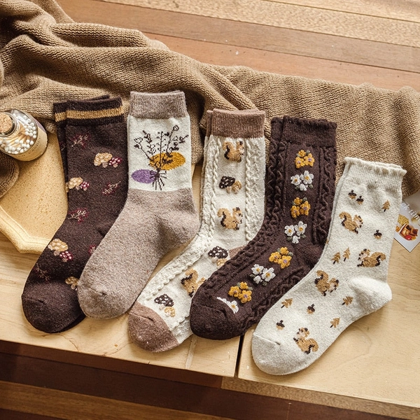 Cozy Autumnal Floral Socks