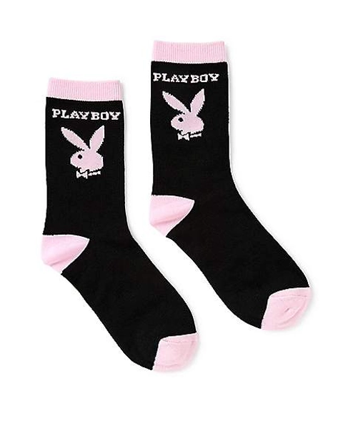 Black and Pink Playboy Crew Socks