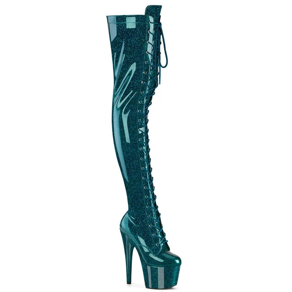 Pleaser Pleaser - ADORE-3020GP Platform Overknee Boots - Turquoise | Attitude Europe