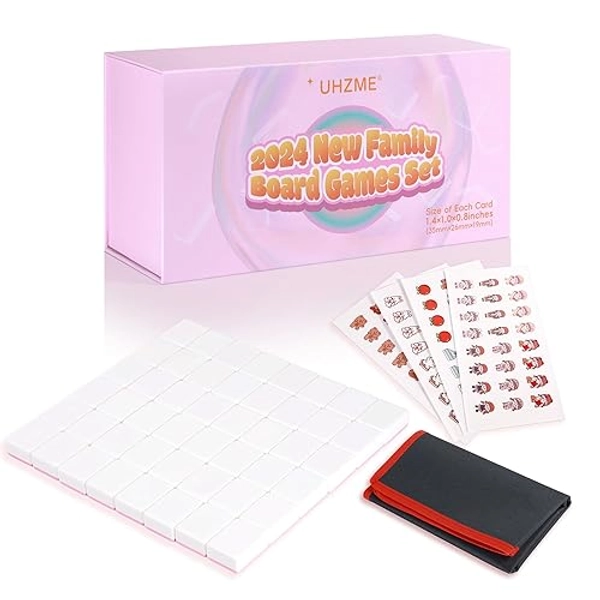 UHZME Seaside Escape Game Blocks, Mahjong Game Set with 49 Tiles 35mm, Mahjong Tile Game(Pink)
