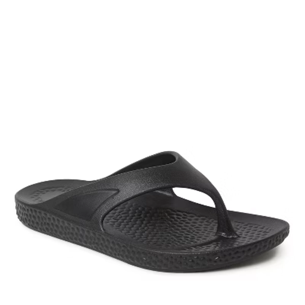 Dearfoams EcoCozy Men's Sustainable Comfort Flip Flop Thong Sandal - Black Size 10