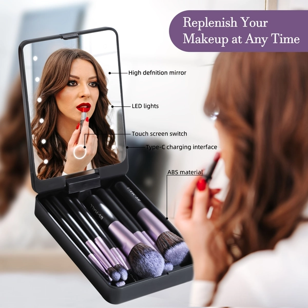 juego brochas maquillaje bs   espejo   recargable - Temu Uruguay