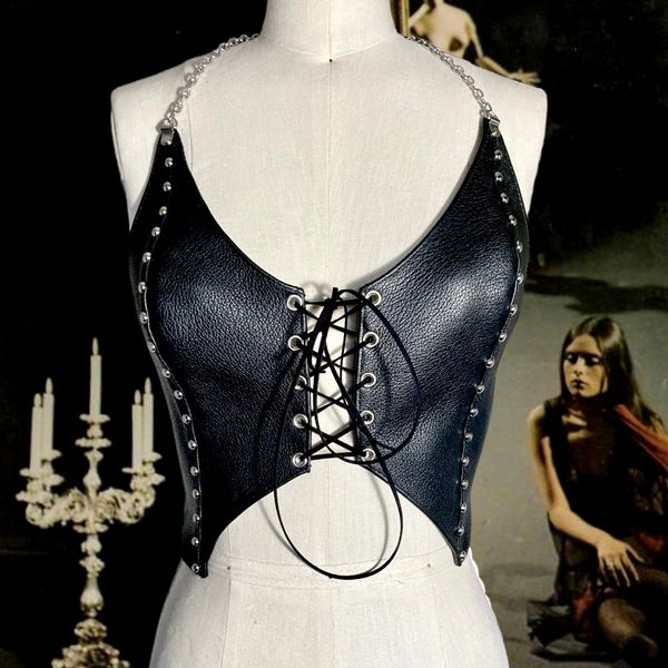 VAMPYRO Domed Down Leather Lace-Up Princess Corset