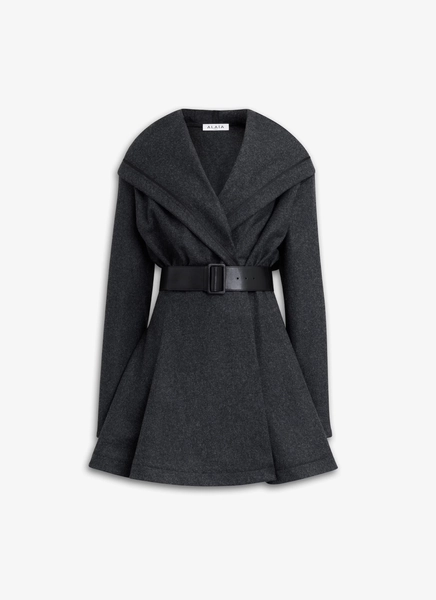 Charcoral hooded flannel dress | Alaia