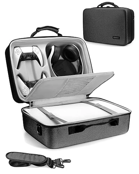 Bjabtan Carrying Case for PS5, Protective Travel Bag, Hard Shell Travel Case Holds PlayStation 5 Console, DualSense Wireless Controller, Headset, PS5 Host Base, Game Cards and Other Accessories - Customized PS5 Case