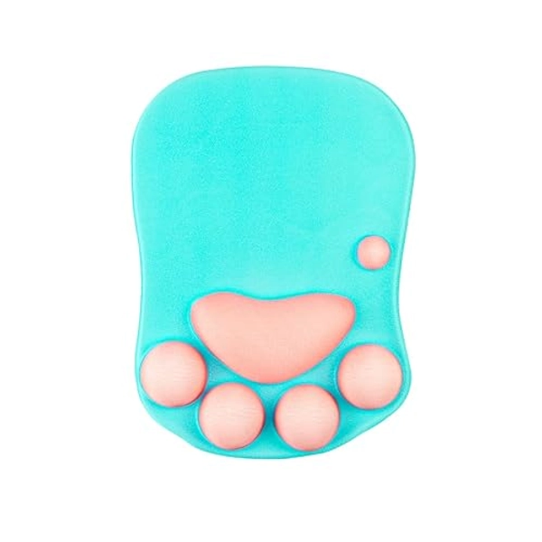 WYGCH Cat Paw Mouse Pad with Wrist Support Soft Silicone Wrist Rests Non Slip Ergonomic Mousepad for Computer Mouse Mat Desk Decor,White Blue(10.7X7.7X1.1inch)