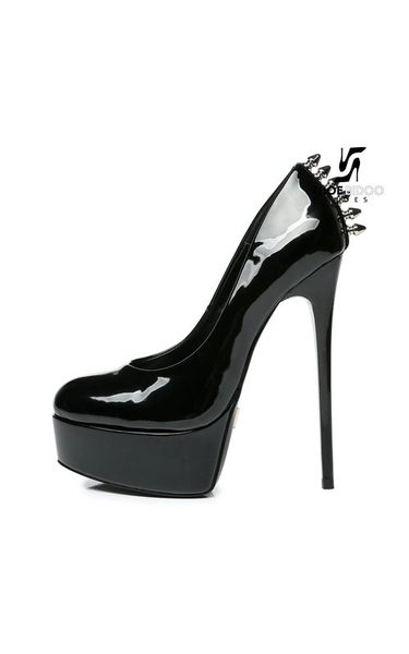 Giaro Schwarz glänzende Giaro "Galana" Plattformpumpen mit spikes