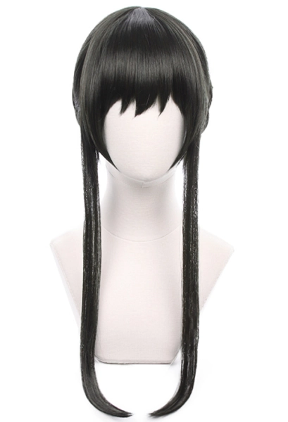 Spy House Yor Cosplay Wig Black Long Wig with Braided Bun