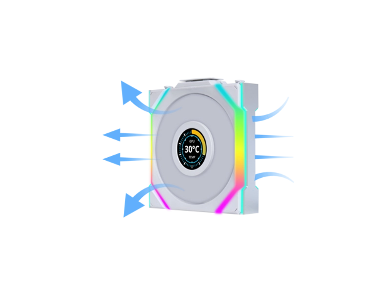 Lian Li UNI Fan SL LCD Wireless (Reverse Blade) 120mm ARGB Fan - Single Pack - 1.6" LCD - 2.4 GHz Wireless Signal for RGB & Fan Control - Controller