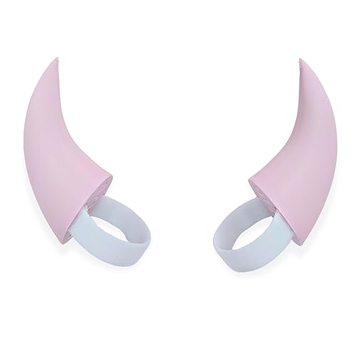 BeamTeam3D Demon Horns for Headphones - Small Devil Headphone Attachment in Various Colors with Self Fastener - Cosplay Devil Ears for Gamers and Streamers (Set of 2) (Pastel Pink) - Pastel Pink