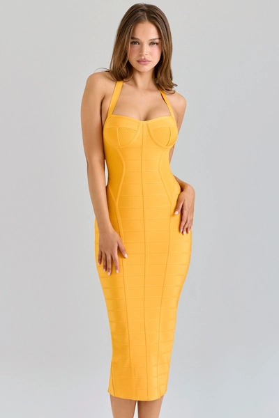 The Sculpt Orange Sherbet Midi Bandage Dress