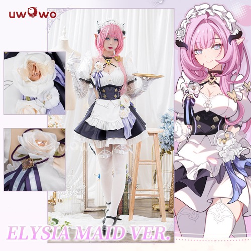 Uwowo Honkai Impact 3rd: Elysia Maid Miss Pink Elf Dress Cosplay Costumes - 【In Stock】S