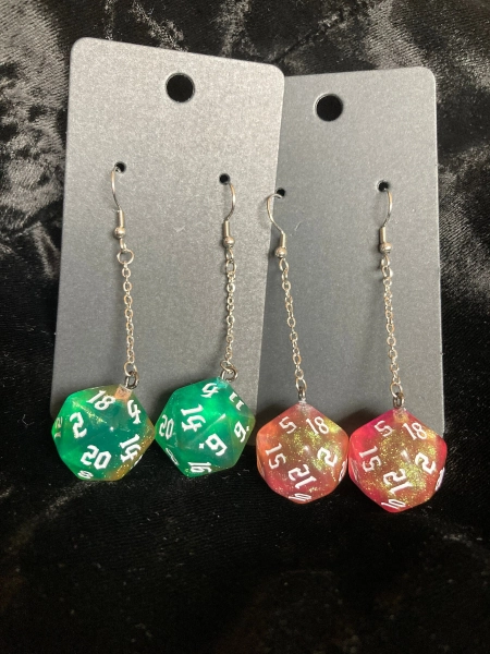 Dungeons and Dragons D20 Dice Dangle Earrings