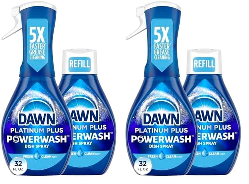 Dawn Powerwash Spray Starter Kit, Platinum Dish Soap, Fresh Scent, 1 Starter Kit + 1 Powerwash Refill, 16 fl oz each (Pack of 2)