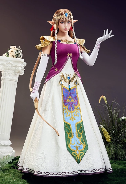 The Legend of Zelda Prinzessin Zelda Cosplay Kostüm Kleid Weste und Unterrock mit komplettem Zubehör