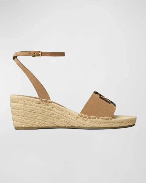 Ines Suede Double T Wedge Espadrilles