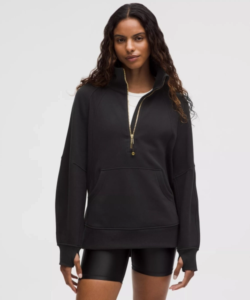 Scuba Oversized Funnel-Neck Half Zip *Long - Black/Gold - XL/XXL