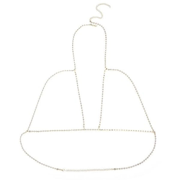 Woeoe Rhinestone Chain Bra Crystal Body Chains for Women Necklace Sexy Bikini Nightclub Body Chain Jewelry