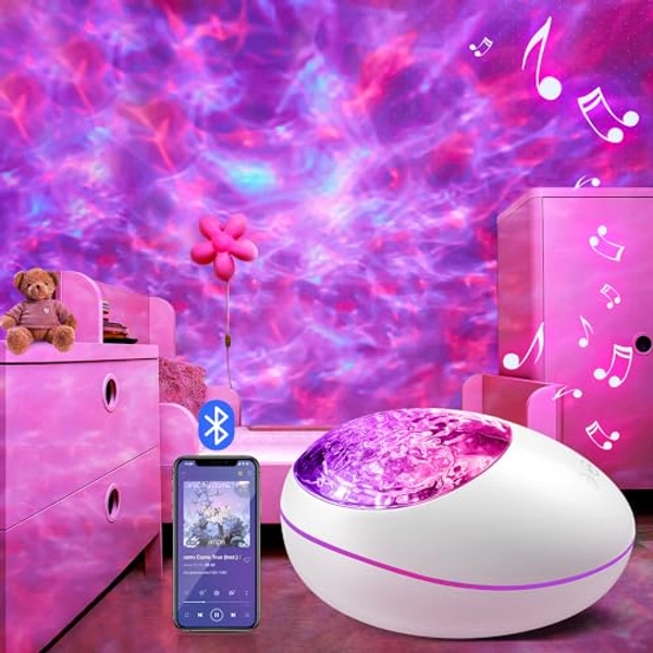 Mubarek Skylight Projector with 8 White Noise, 124 Light Options Ceiling Projector Lights for Bedroom, Remote+360°Rotating+AUTO Timer Skylight Projector Ceiling Light Projector for Bedroom, Skylight