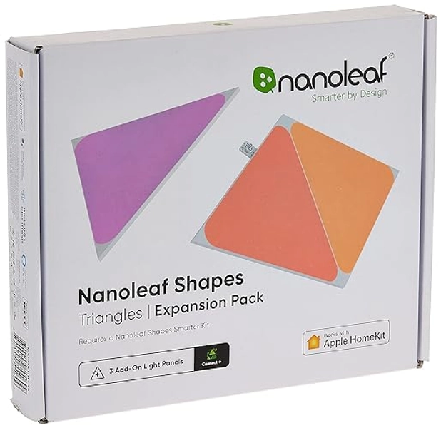 Nanoleaf Shapes WiFi and Thread Smart RGBW 16M+ Color LED Dimmable Gaming and Home Decor Wall Lights Expansion Pack (Triangles (3 Pack)