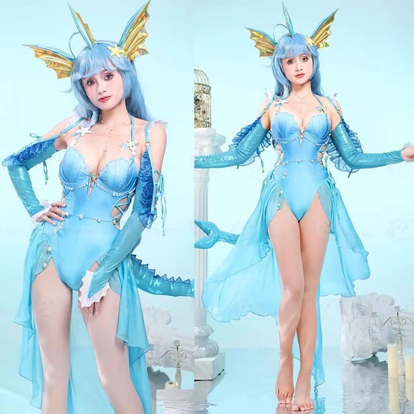 Anime Vaporeon Cosplay Costume Women's Sexy Bodysuit Tail Suit One-Piece Swimsuit Bathing suit Halloween Carnival Party Clothes - AliExpress