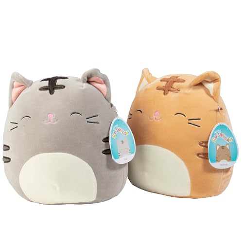 Squishmallows 8" Grey or Orange Cat - Assorted Single Plush - Receive 1 of 2 Pictured Styles - Collectible Soft & Squishy Stuffed Animal Toy - Gift for Kids, Girls & Boys - Official Kellytoy