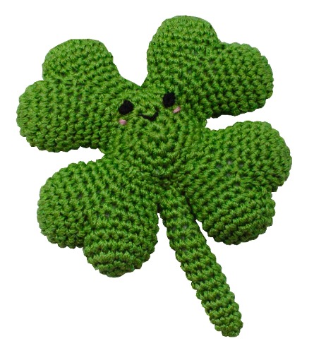 Knit Knacks Organic Cotton Pet, Dog & Cat Toy, "St. Patrick's Day Group" (Choose from 3 options!) - Lucky 4 Leaf Clover