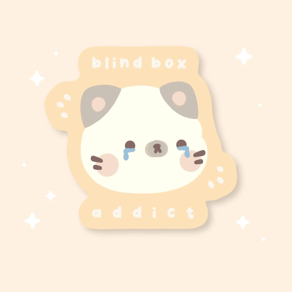 Blind box addict sticker | Waterproof glossy vinyl sticker | Journaling, Planner, Deco | Cute kawaii stickers