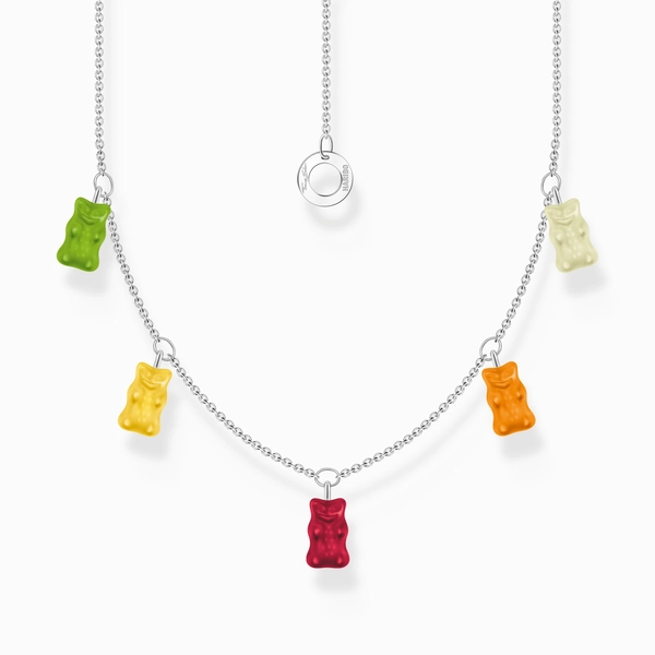 Silver necklace with 5 colourful goldbears | THOMAS SABO