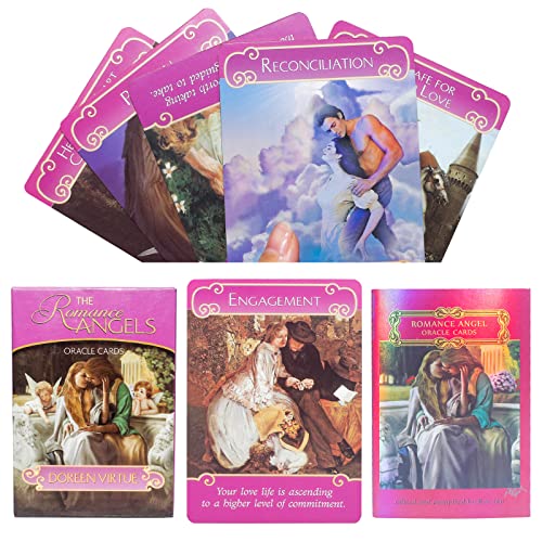 TWWDE AUG Oracle Cards Deck,The Romance Angels Tarot, 44 Tarot Oracle Deck,Love Oracle Cards,Tarot Cards with Guide Book, Oracle Cards Deck,Tarot Cards Set,Keywords, Yes or No(Romance Angels) - Multicolor