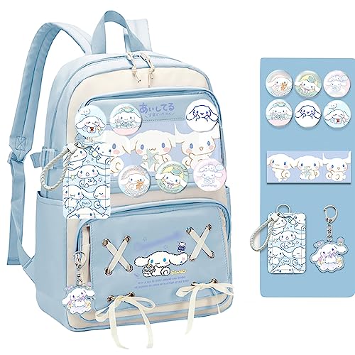 ALORVE Backpack Cute Anime Student Schoolbag Cartoon Casual Travel Bag for Boys and Girls School Season Backpack (Blue) - Blue