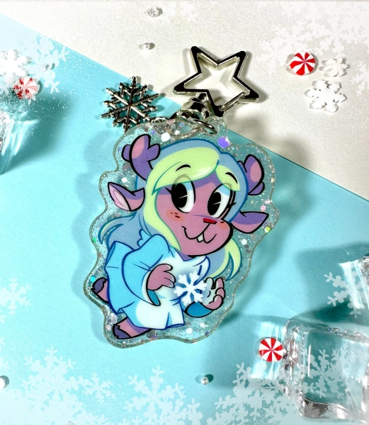 Noelle Deltarune Glitter Keychain - Acrylic Epoxy Charm 2.25in.
