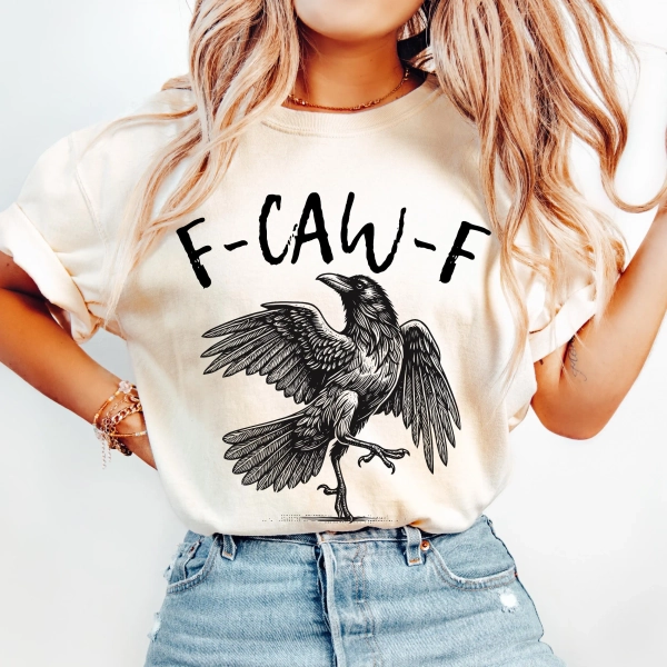 Funny Crow T-Shirt, F-Caw-F TShirt, Black Crow Shirt, Raven Lover Gift, Funny Raven T Shirt, Gothic Crow Tee,Black Bird Shirt