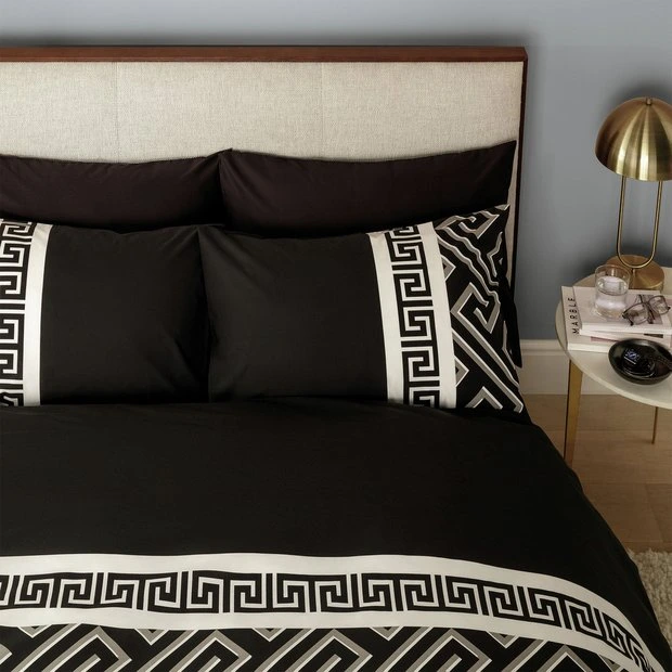 Greek Geo Black & Grey Bedding Set