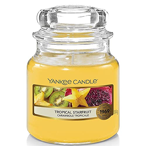 Yankee Candle Scented Candle, Tropical Starfruit Small Jar Candle, Burn Time: up to 30 Hours, 1630406E - Tropical Starfruit - Classic Small Jar - Single