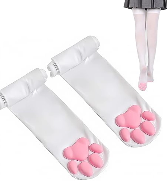 Cat Paw Thigh High Socks Golves, Cute Soft 3D Toe Beans Socks Mittens Kitten Claw Pad Socks for Girl Women Cosplay Set…