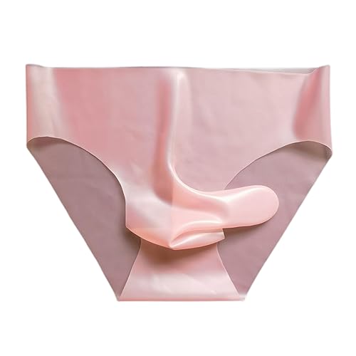 LESOYA Men's Low Rise Hip Briefs Panties Smooth Boxer Briefs Underwear with Sheath - Pink(sheath Closed) - Medium